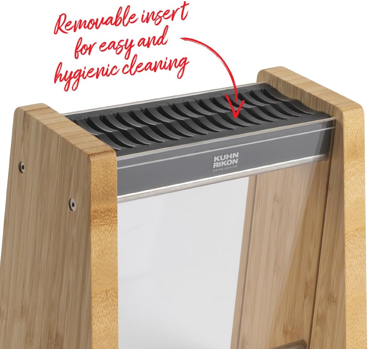 ICED Knife Block, Modern Knife Storage, Bamboo and Clear Panels, Removable Top Insert, Space Saving Countertop Knife Block
