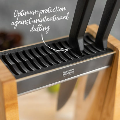 ICED Knife Block, Modern Knife Storage, Bamboo and Clear Panels, Removable Top Insert, Space Saving Countertop Knife Block