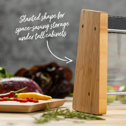 ICED Knife Block, Modern Knife Storage, Bamboo and Clear Panels, Removable Top Insert, Space Saving Countertop Knife Block