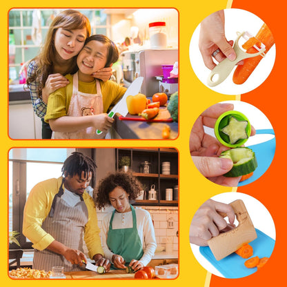 Kidz Safe Knife Set for Toddlerz Real Cooking - Toddlerz Knives Sets Kitchen Tools with Gloves Cutting Board Fruit Vegetable Crinkle Cutters