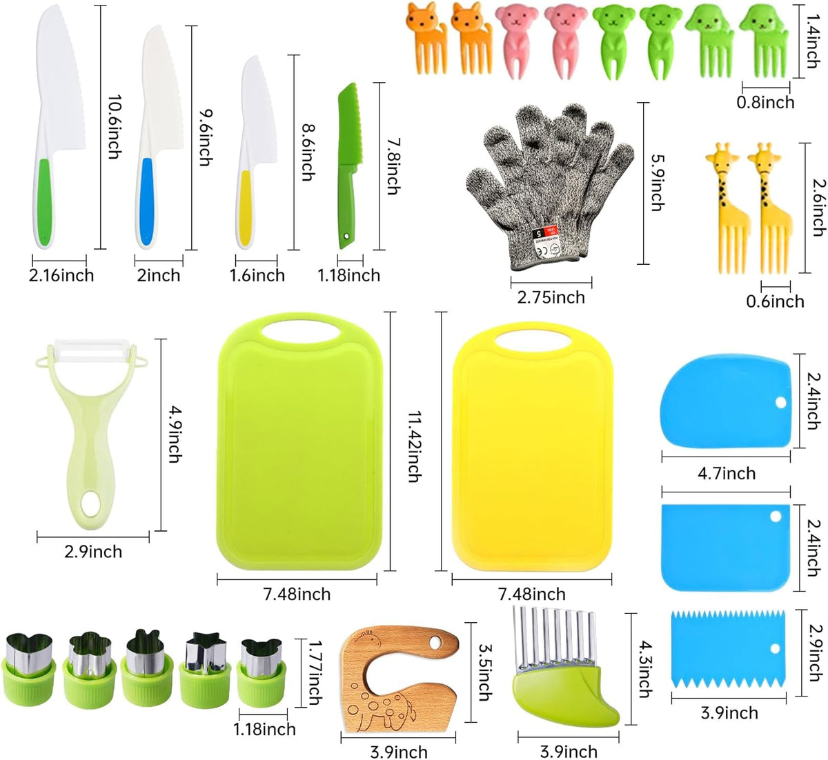 Kidz Safe Knife Set for Toddlerz Real Cooking - Toddlerz Knives Sets Kitchen Tools with Gloves Cutting Board Fruit Vegetable Crinkle Cutters