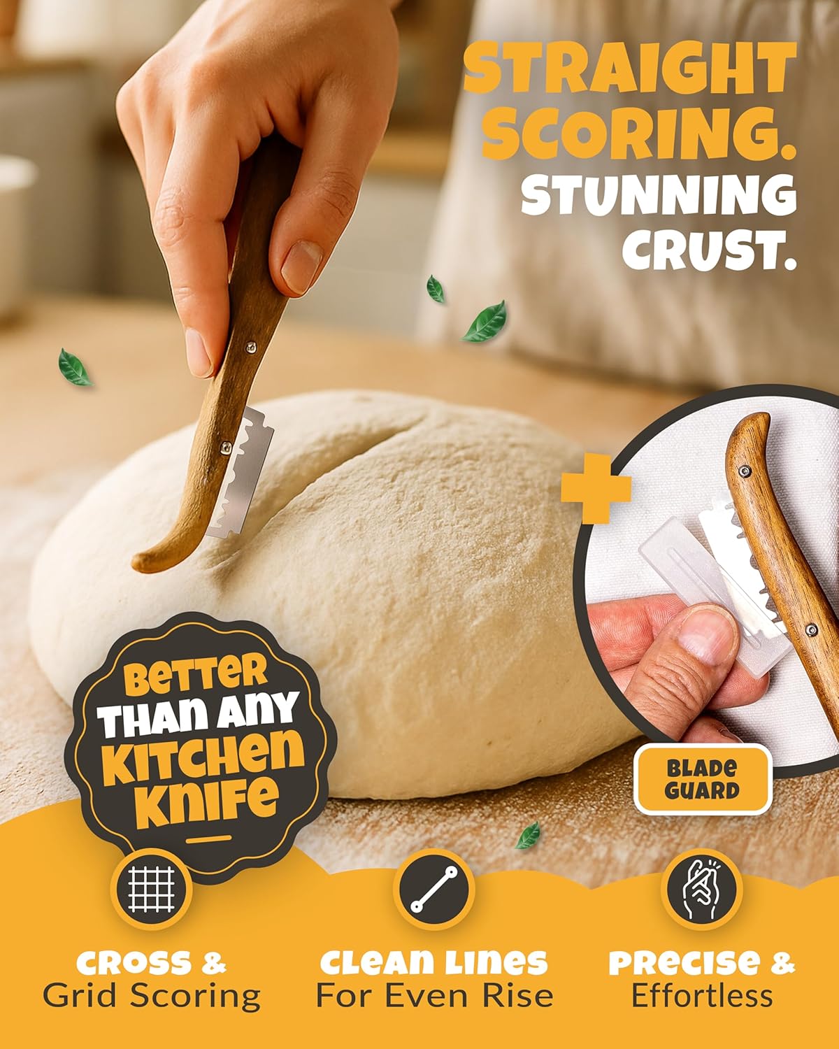 Bread Lame 2-Piece Set for Controlled Dough Scoring with 5 Blades | Straight & Curved Scoring for Clean Expansion, 2 Bread Lames with 5 Blades, Dough Scoring Tool for Sourdough & Artisan Bread
