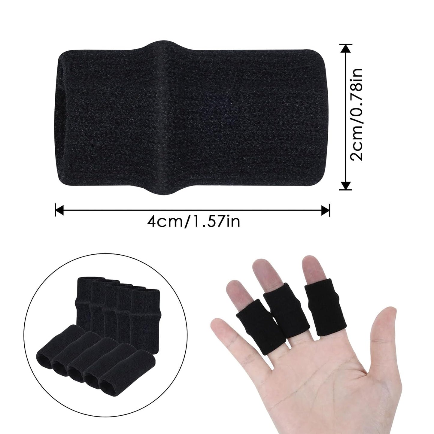 10 Pcs Black Finger Sleeves, Breathable Finger Brace | Compression Support for Arthritis, Thumb Splint for Relief Support Protector and Reliving Pain