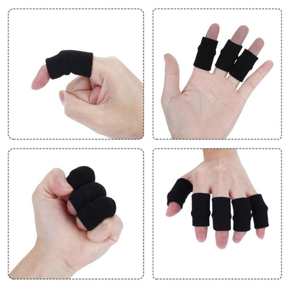10 Pcs Black Finger Sleeves, Breathable Finger Brace | Compression Support for Arthritis, Thumb Splint for Relief Support Protector and Reliving Pain