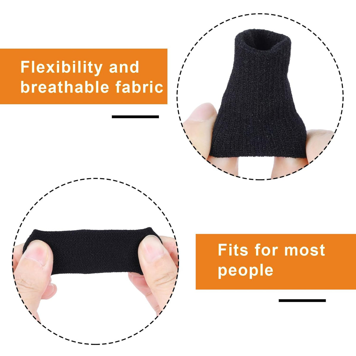 10 Pcs Black Finger Sleeves, Breathable Finger Brace | Compression Support for Arthritis, Thumb Splint for Relief Support Protector and Reliving Pain