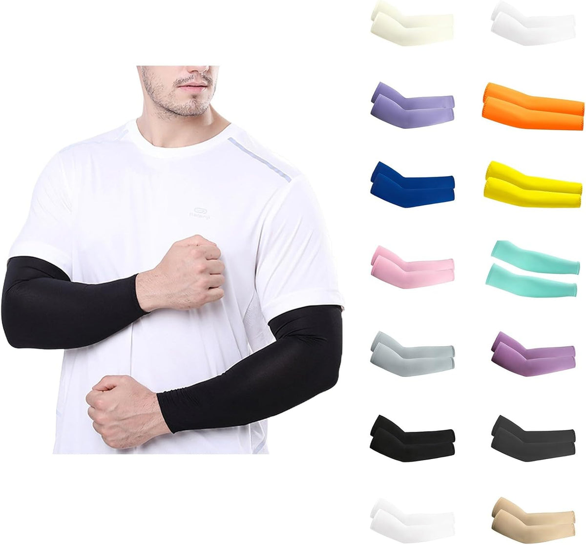 2 Pairs Arm Sleeves for Men,Cooling UV Sun Protection Compression Gaming Arm Sleeve for Sports,Outdoor,Cycling