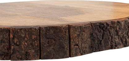 Wooden Round Cutting Board with Tree Bark Rim | 1.5" Thick Mango Wood Live Edge Chopping, Prep, Serve Board | Charcuterie Platter - 12.5"