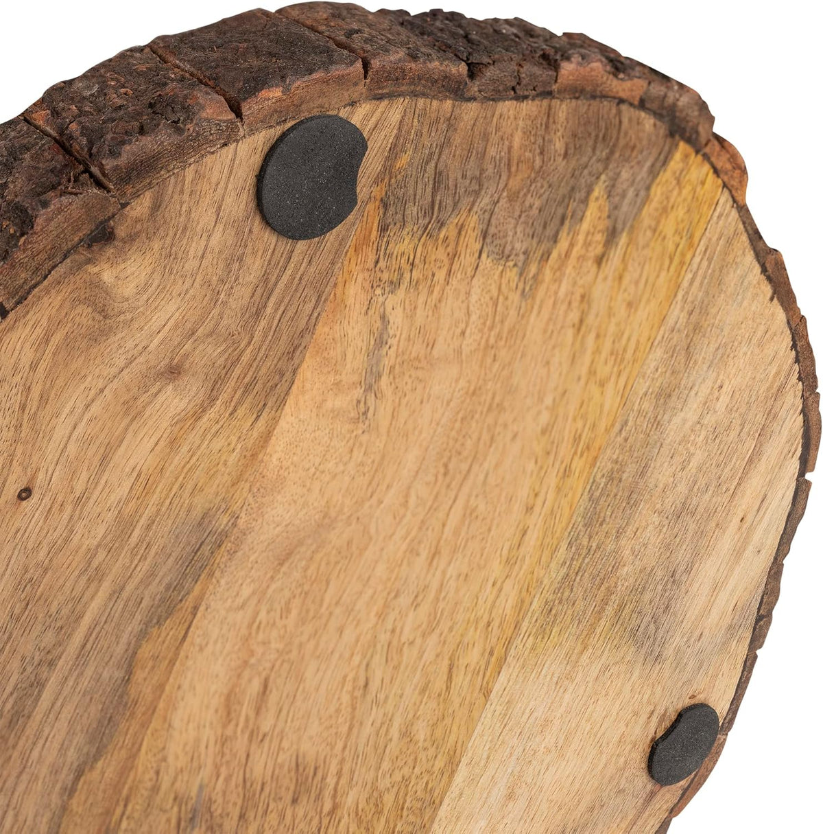 Wooden Round Cutting Board with Tree Bark Rim | 1.5" Thick Mango Wood Live Edge Chopping, Prep, Serve Board | Charcuterie Platter - 12.5"