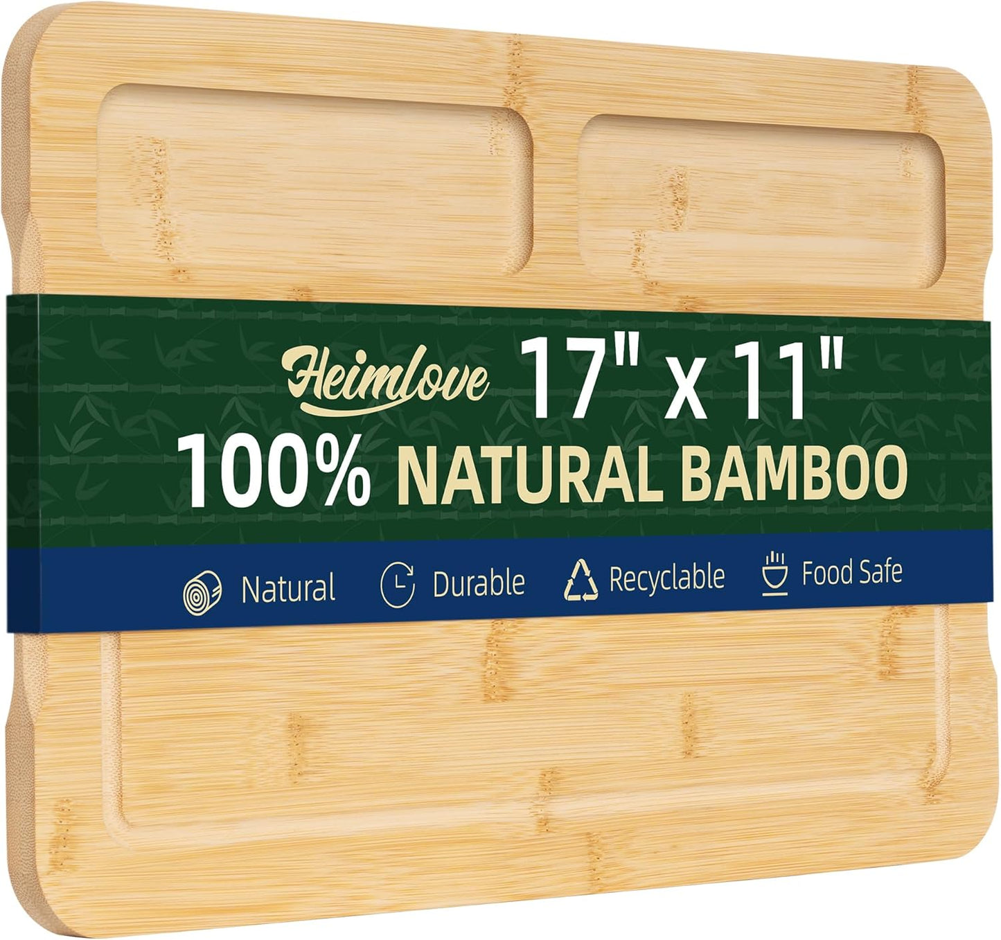 Walnut Wood Cutting Board for Kitchen, 15"x10" Reversible Wooden Chopping Board with Deep Juice Grooves and Handles, Natural Walnut Wood Cutting Board for Chopping, Cheese, Vegetables