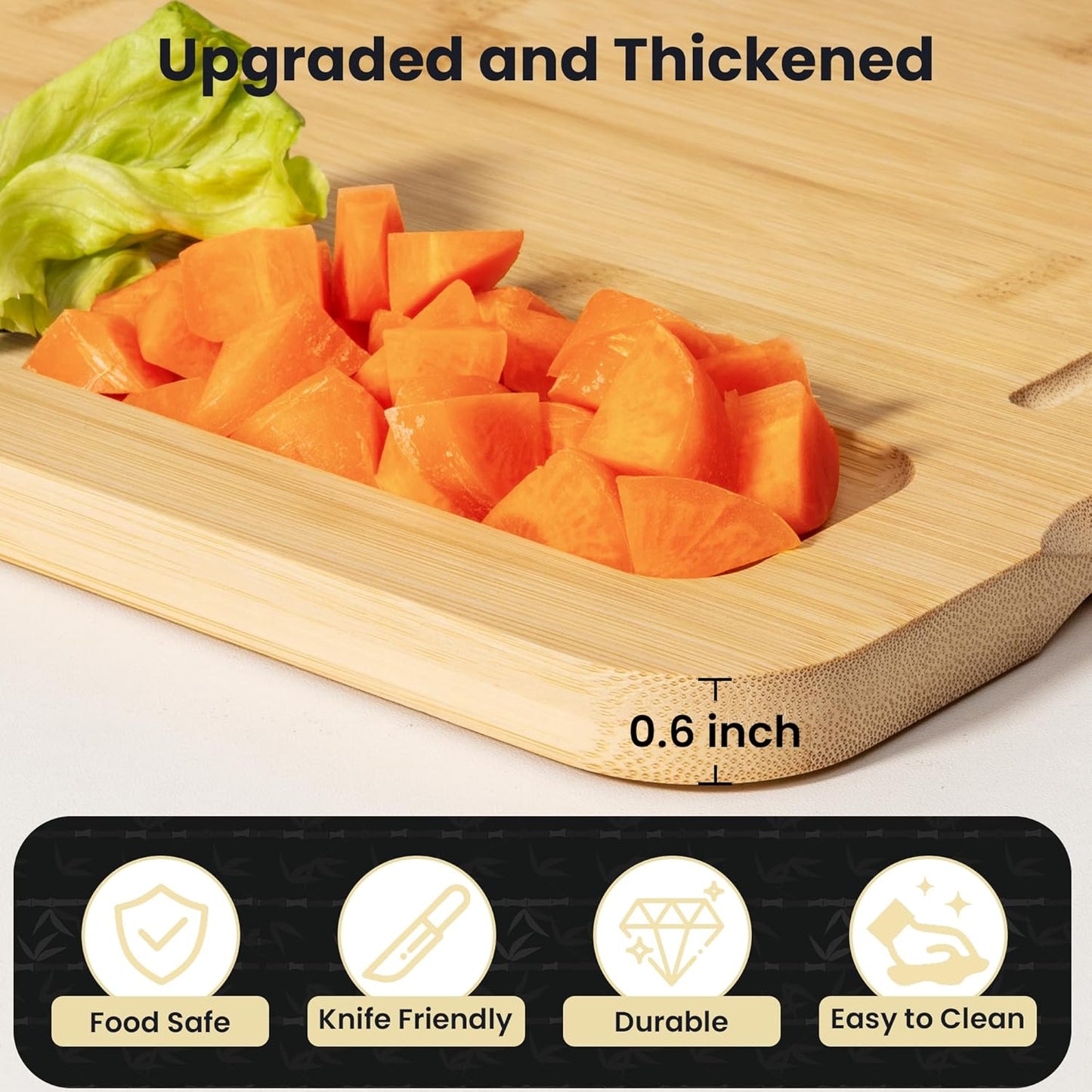 Walnut Wood Cutting Board for Kitchen, 15"x10" Reversible Wooden Chopping Board with Deep Juice Grooves and Handles, Natural Walnut Wood Cutting Board for Chopping, Cheese, Vegetables