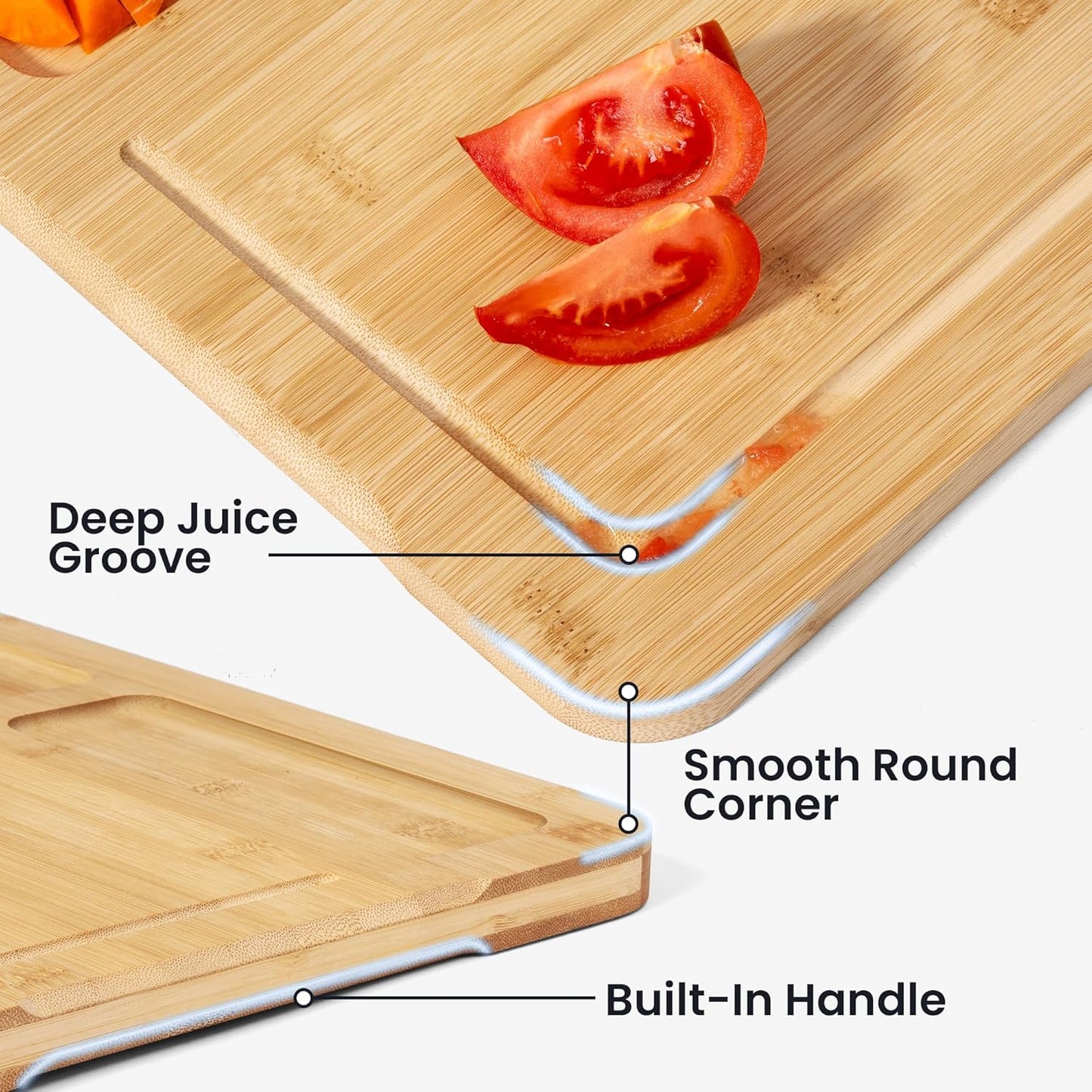 Walnut Wood Cutting Board for Kitchen, 15"x10" Reversible Wooden Chopping Board with Deep Juice Grooves and Handles, Natural Walnut Wood Cutting Board for Chopping, Cheese, Vegetables