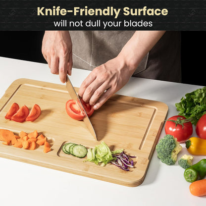 Walnut Wood Cutting Board for Kitchen, 15"x10" Reversible Wooden Chopping Board with Deep Juice Grooves and Handles, Natural Walnut Wood Cutting Board for Chopping, Cheese, Vegetables