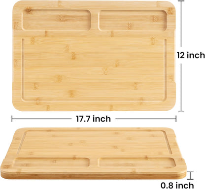 Walnut Wood Cutting Board for Kitchen, 15"x10" Reversible Wooden Chopping Board with Deep Juice Grooves and Handles, Natural Walnut Wood Cutting Board for Chopping, Cheese, Vegetables
