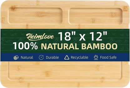 Walnut Wood Cutting Board for Kitchen, 15"x10" Reversible Wooden Chopping Board with Deep Juice Grooves and Handles, Natural Walnut Wood Cutting Board for Chopping, Cheese, Vegetables