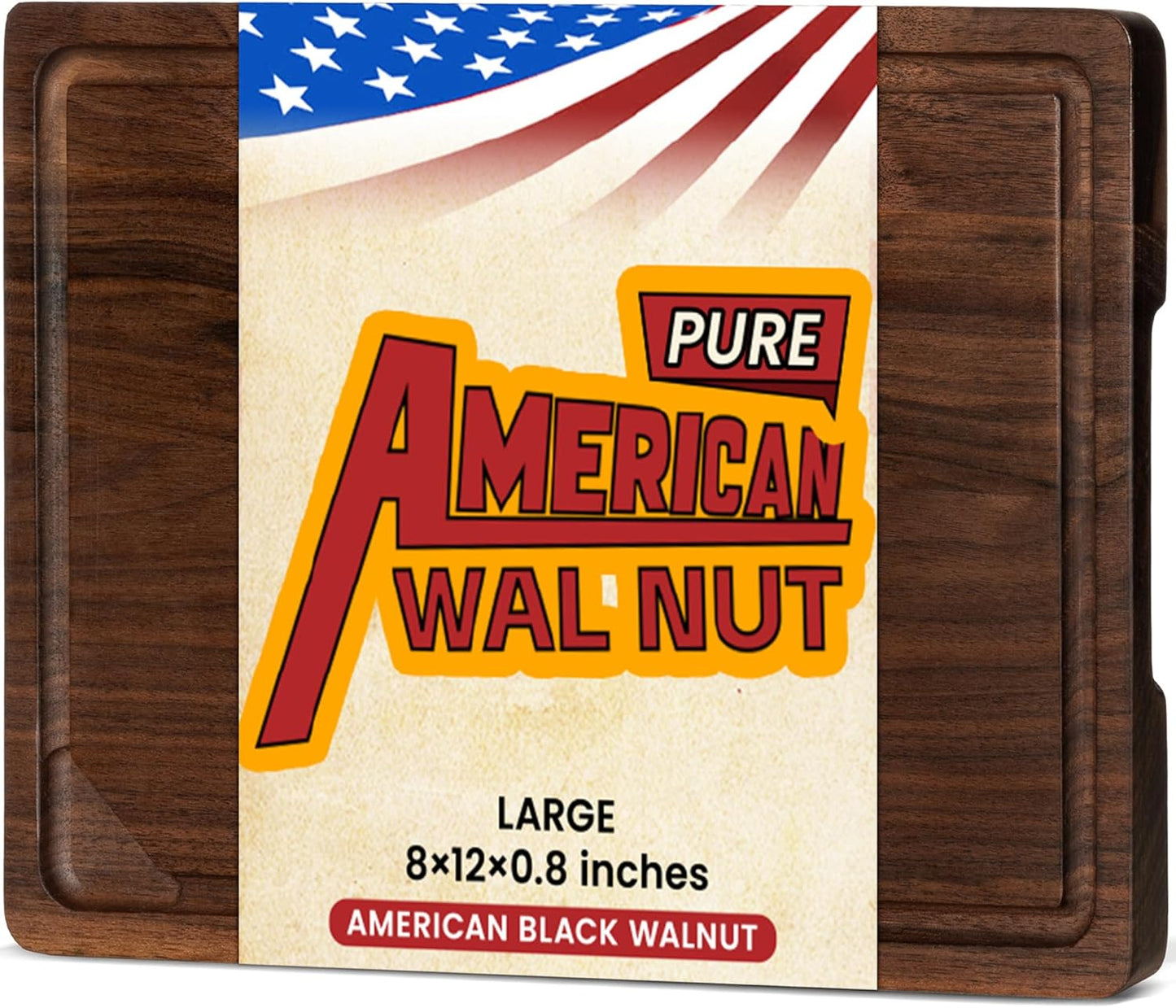 Walnut Wood Cutting Board for Kitchen, 15"x10" Reversible Wooden Chopping Board with Deep Juice Grooves and Handles, Natural Walnut Wood Cutting Board for Chopping, Cheese, Vegetables