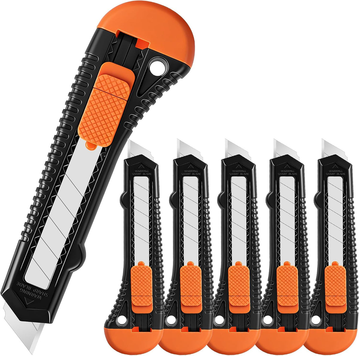 6-Pack Utility Knife Retractable,Box Cutter Retractable,18mm Utility Knife,Box Cutter for Boxes, Cardboard and Cartons, Sharp Blade, Office and Home Use