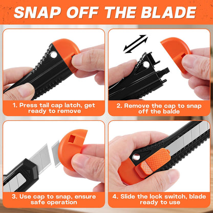 6-Pack Utility Knife Retractable,Box Cutter Retractable,18mm Utility Knife,Box Cutter for Boxes, Cardboard and Cartons, Sharp Blade, Office and Home Use
