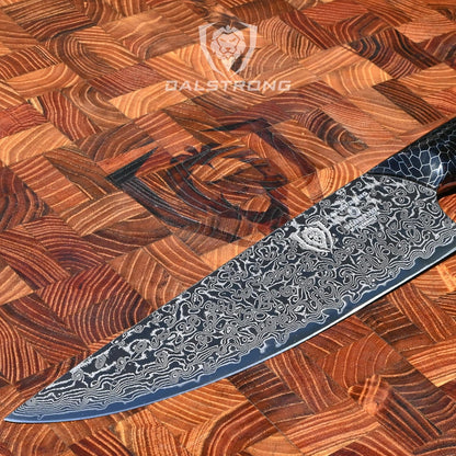 Chef Knife - 8 inch Blade - AUS-12V Exclusive Japanese Steel - Black Damascus Full Tang - Honeycomb Handle - Chef's Knife - Scorpion Series - Razor Sharp Kitchen - Leather Sheath