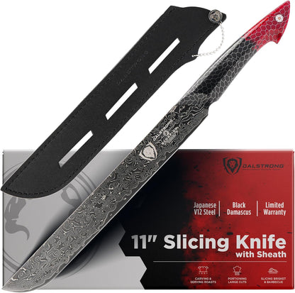 Chef Knife - 8 inch Blade - AUS-12V Exclusive Japanese Steel - Black Damascus Full Tang - Honeycomb Handle - Chef's Knife - Scorpion Series - Razor Sharp Kitchen - Leather Sheath