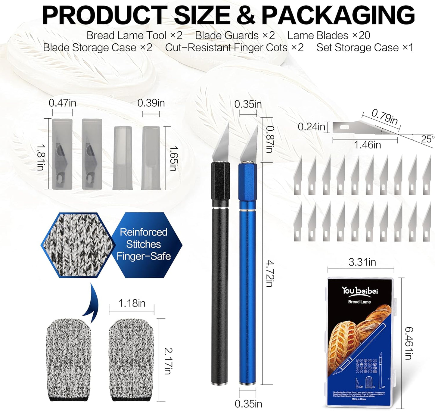 Upgraded Bread Lame 2-Pack, Sourdough Scoring Tool for Home Baking | Bread Scoring Tool with 20 Stainless Blades, Sharp Durable Blades, Non-Slip Handle & Storage Case for Home Artisan Baking