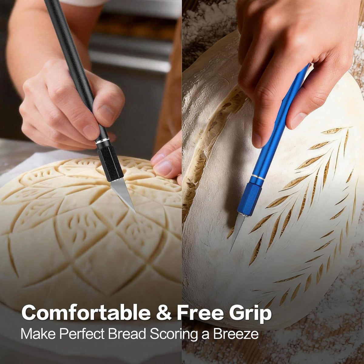 Upgraded Bread Lame 2-Pack, Sourdough Scoring Tool for Home Baking | Bread Scoring Tool with 20 Stainless Blades, Sharp Durable Blades, Non-Slip Handle & Storage Case for Home Artisan Baking