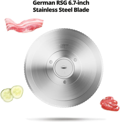 Foldable Meat Slicer, Electric Food Slicer with RSG 6.7" Stainless Steel Blade, Child Lock Protection, 0-20mm Adjustable Thickness, Food Slicer Machine for Meat Bread Cheese Fruits and Vegetables