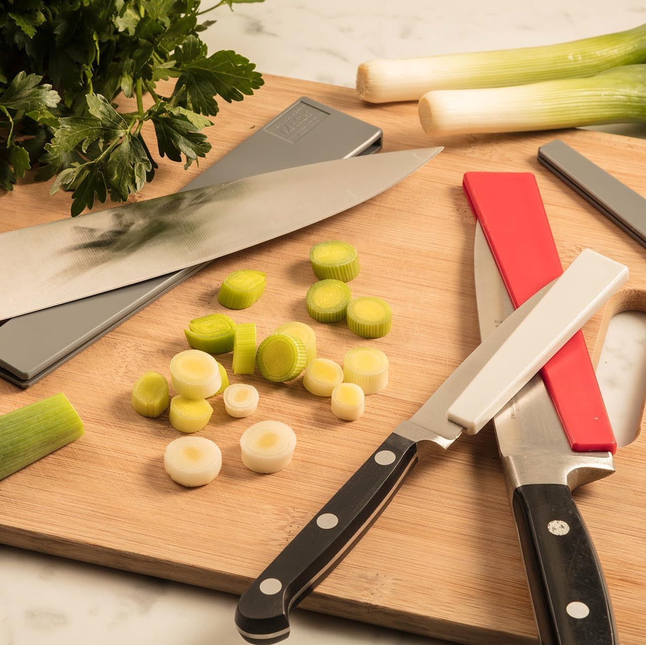 Hutzler Kitchen Knife Edge Guards, Set of 3 Knife Blade Protectors, Fits 4, 6, and 8-inch Blades (Black)
