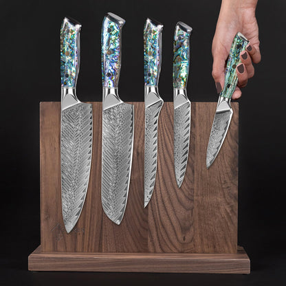 SENKEN Natural Acacia Hardwood Magnetic Knife Block - Double Sided Ultra Strong Neodymium Magnets - Knife Holder for 16 Knives (Acacia Hardwood)