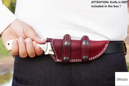 Leather Knife Sheaths for Fixed Blade Knives, Dual Usage Vertical Knife Sheath - Left Hand Horizontal Knife Sheath Leather Knife Sheath for Belt, Leather Knife Holster Belt Knife Holder No:105