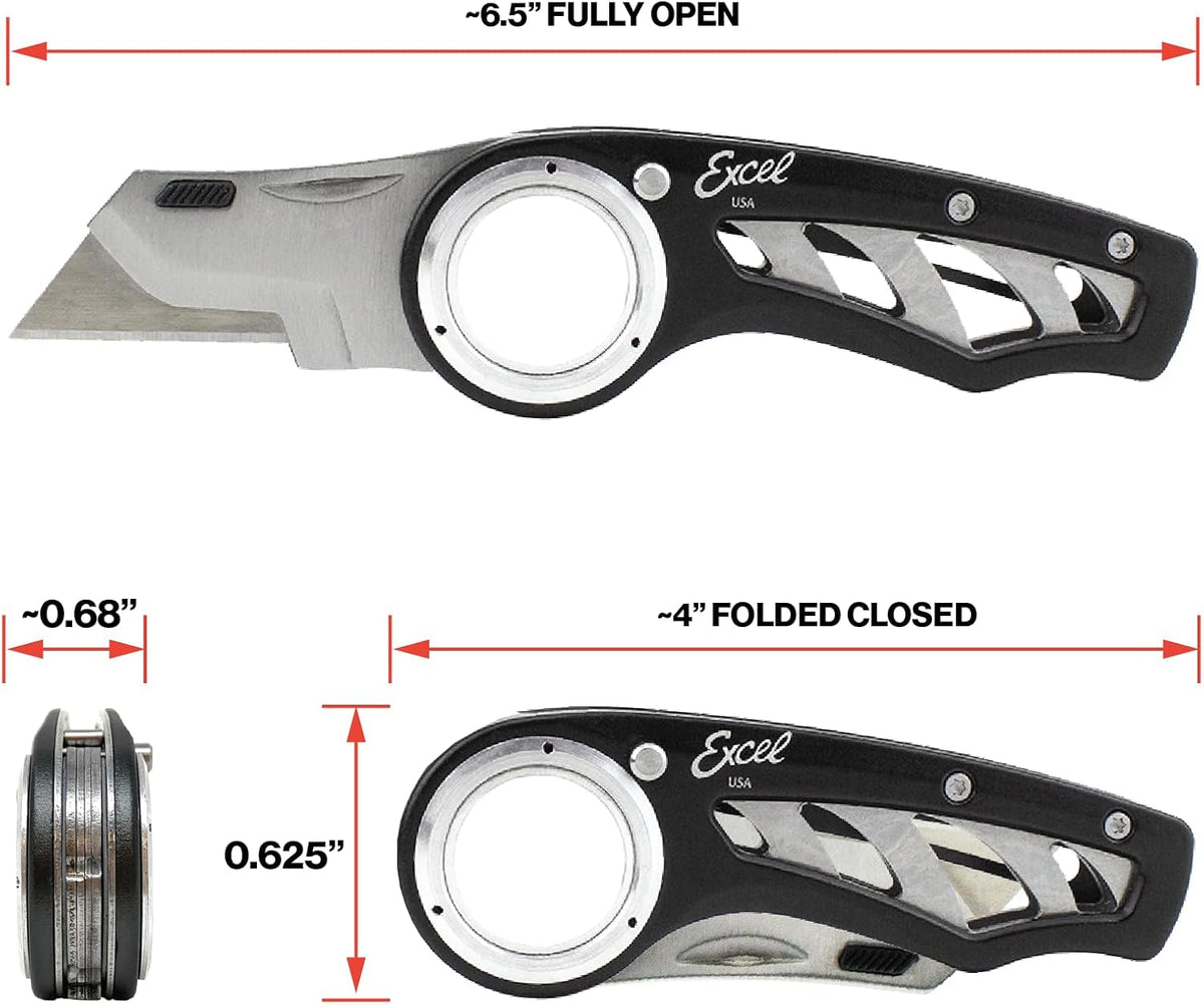 K60 Revo Folding Utility Knife with Holster, Aluminum, Black