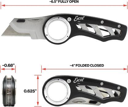 K60 Revo Folding Utility Knife with Holster, Aluminum, Black