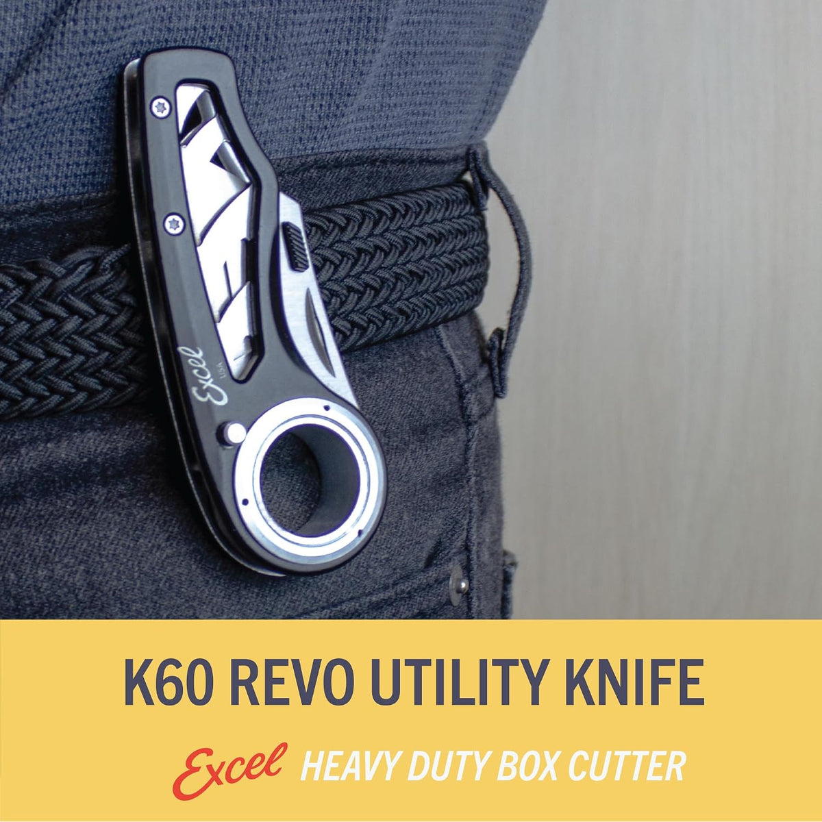 K60 Revo Folding Utility Knife with Holster, Aluminum, Black