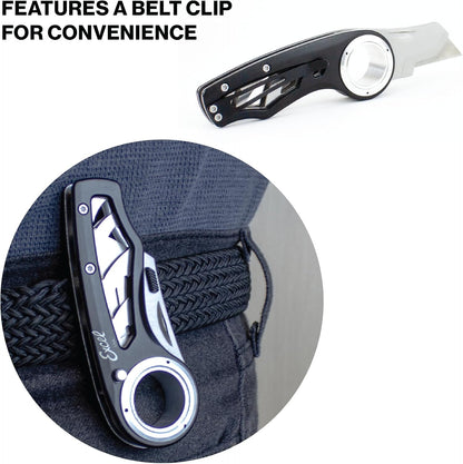 K60 Revo Folding Utility Knife with Holster, Aluminum, Black