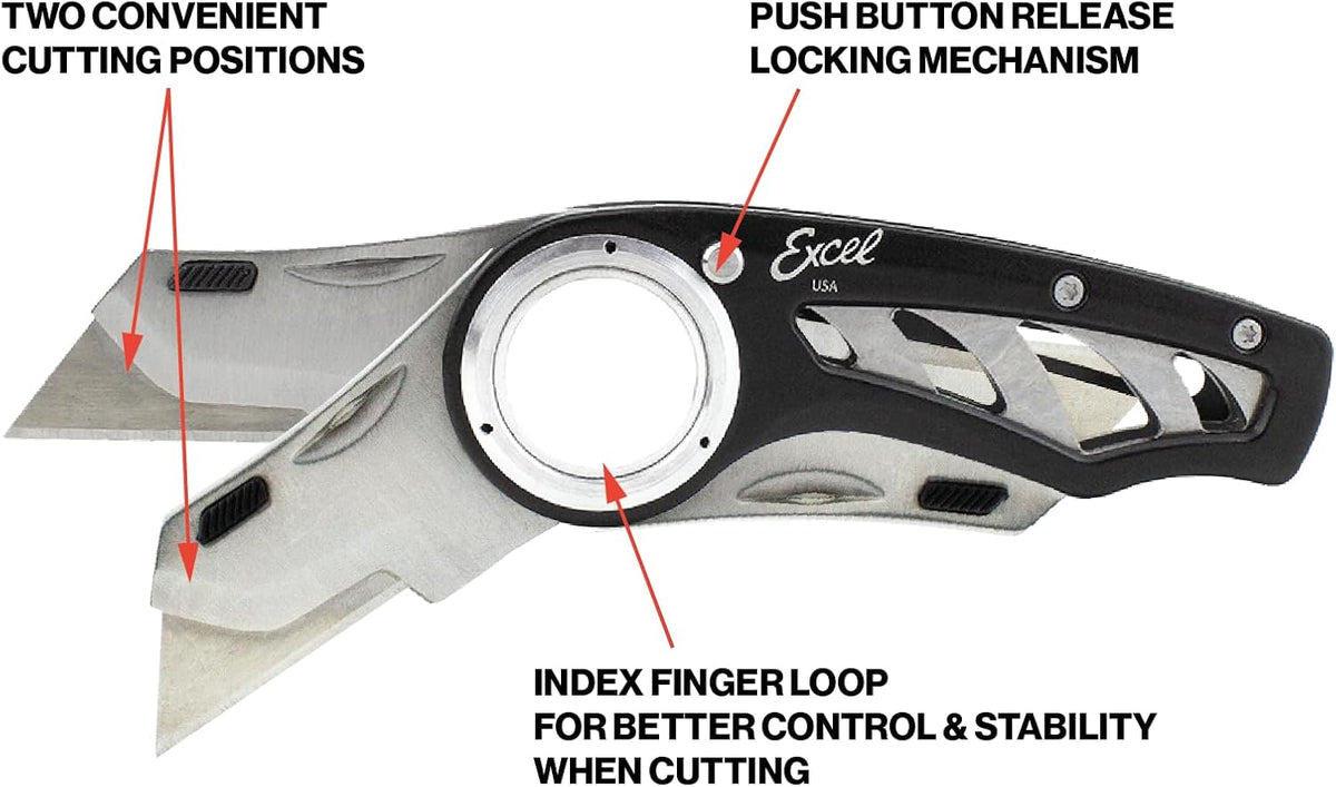 K60 Revo Folding Utility Knife with Holster, Aluminum, Black