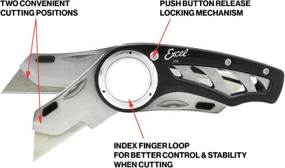 K60 Revo Folding Utility Knife with Holster, Aluminum, Black
