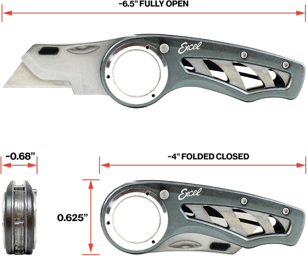 K60 Revo Folding Utility Knife with Holster, Aluminum, Black