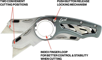 K60 Revo Folding Utility Knife with Holster, Aluminum, Black