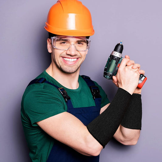 2 Pairs Cut Resistant Sleeves Level 5 Arm Protective Sleeve for Thin Skin and Bruising Gardening for Men Women(Black)