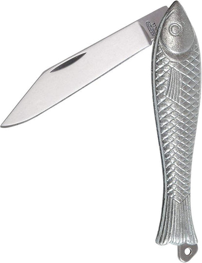 Classic Silver Fish Knife - Iconic Small Pocket Knife for EDC - 420 Stainless Steel Blade - Durable utility keychain knife - Original Czech Rybicka