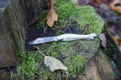 Classic Silver Fish Knife - Iconic Small Pocket Knife for EDC - 420 Stainless Steel Blade - Durable utility keychain knife - Original Czech Rybicka