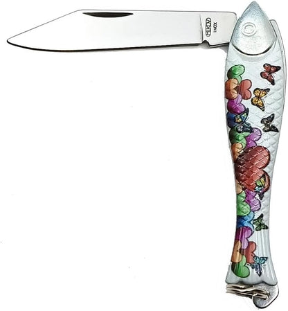 Classic Silver Fish Knife - Iconic Small Pocket Knife for EDC - 420 Stainless Steel Blade - Durable utility keychain knife - Original Czech Rybicka