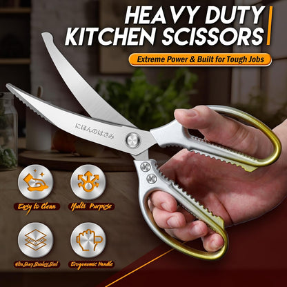 Kitchen Scissors Shears Set - 2PCS Stainless Steel Sharp