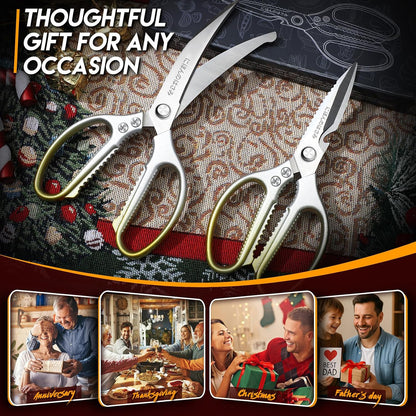 Kitchen Scissors Shears Set - 2PCS Stainless Steel Sharp