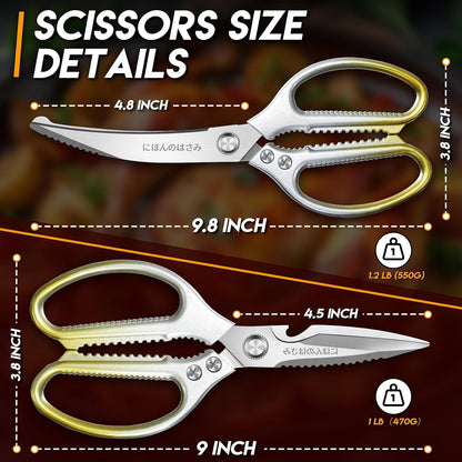 Kitchen Scissors Shears Set - 2PCS Stainless Steel Sharp