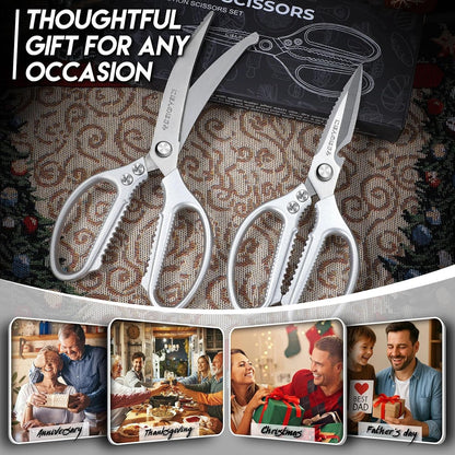 Kitchen Scissors Shears Set - 2PCS Stainless Steel Sharp