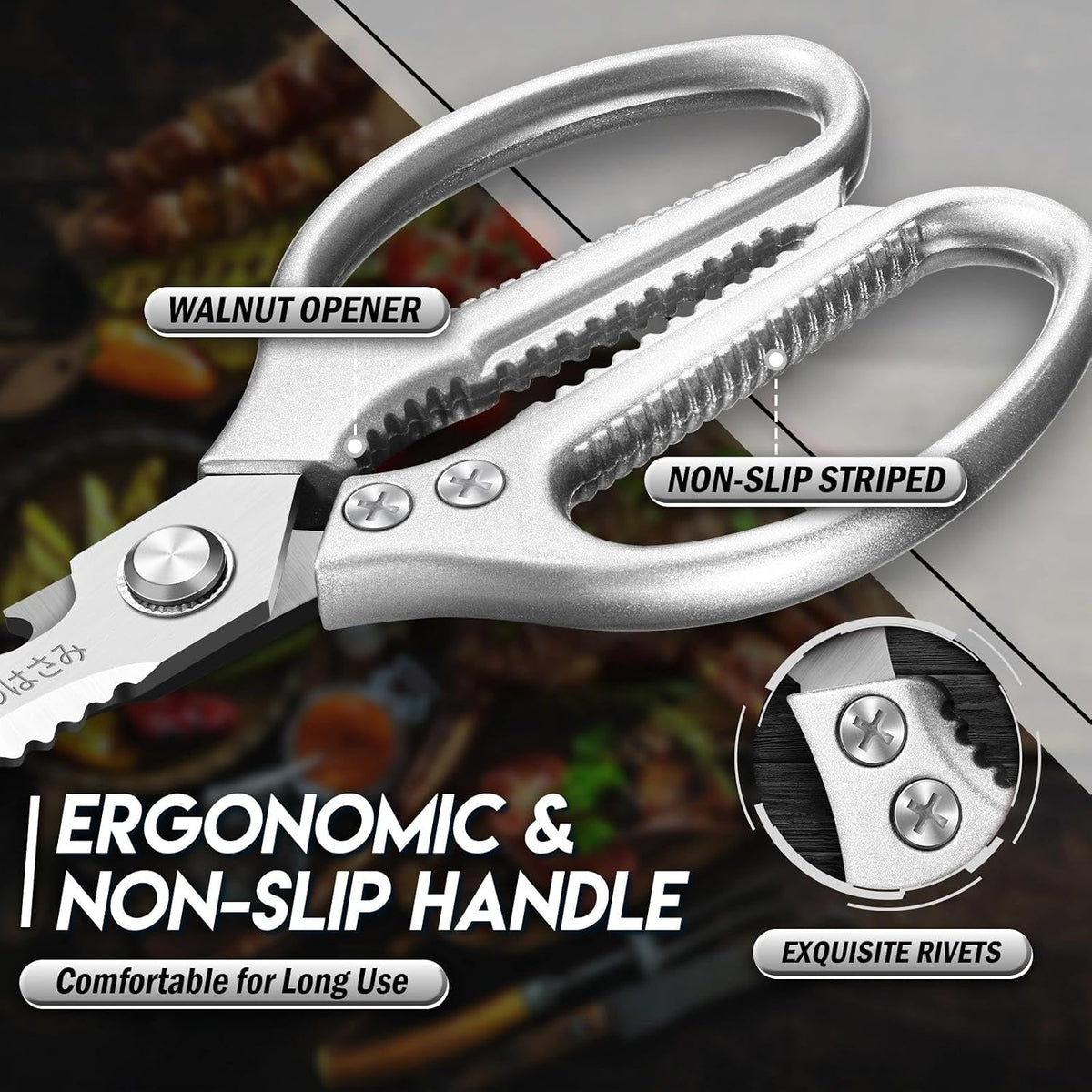 Kitchen Scissors Shears Set - 2PCS Stainless Steel Sharp