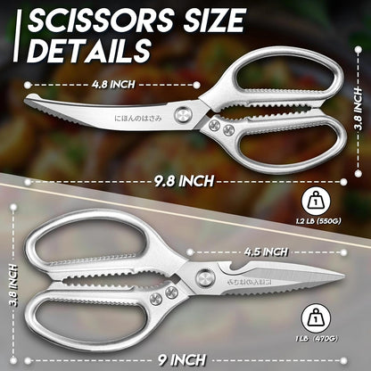 Kitchen Scissors Shears Set - 2PCS Stainless Steel Sharp