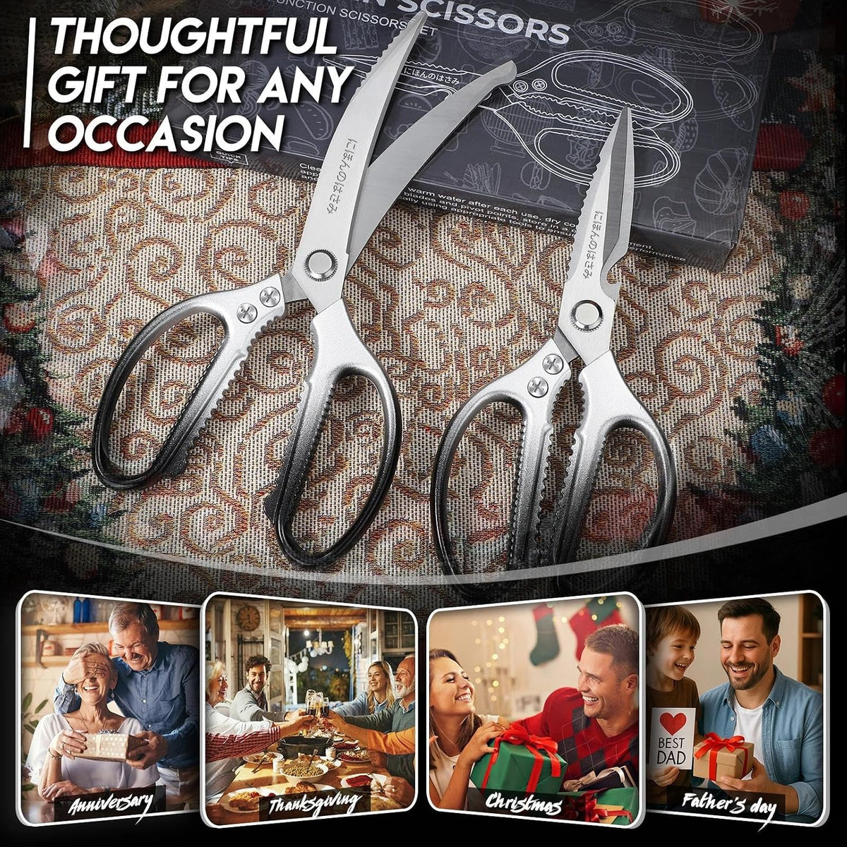 Kitchen Scissors Shears Set - 2PCS Stainless Steel Sharp