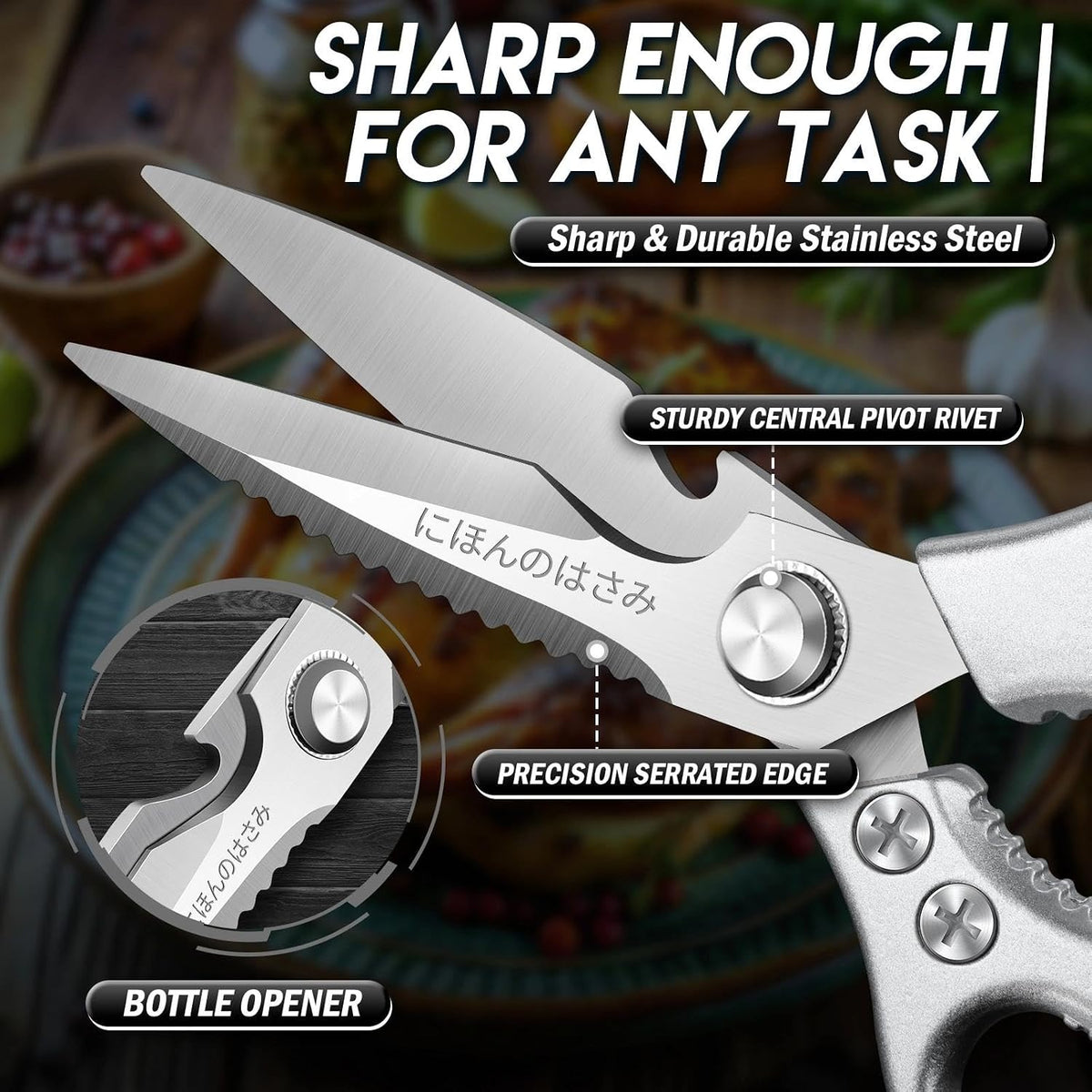 Kitchen Scissors Shears Set - 2PCS Stainless Steel Sharp