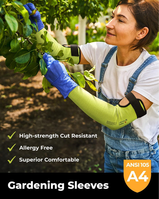 Metal Q Cut Resistant Set, Cut Resistant Sleeves for Thin Skin, Gardening, Pet Grooming & ANSI A4 Cut Resistant Work Gloves with Grip and Ultra Thin, Size Medium